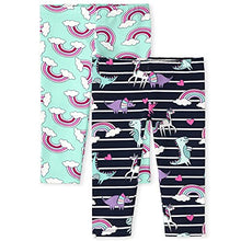 Load image into Gallery viewer, The Children's Place Baby Toddler Girl Print Knit Leggings 2-Pack, Tidal, 3T
