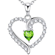 Load image into Gallery viewer, Necklace Birthday Gifts for Wife Mom Peridot Jewelry Women Teen Girls Sterling Silver Love Heart Necklace Anniversary Gifts
