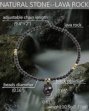 Load image into Gallery viewer, Lightock Lava Rock with Black Obsidian Fox Anklet Bracelet For Women Essential Oil Diffuser Lucky Gifts
