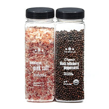 Load image into Gallery viewer, The Spice Lab Pink Himalayan Salt Coarse 2.2 Pound Tub &amp; USDA Organic Tellicherry Peppercorns 18oz Tub - Combo Salt and Pepper Gift Pack - Pink Himalayan Salt for Grinder - Peppercorns for Grinder
