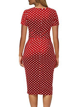 Load image into Gallery viewer, CISMARK Women's Polka Dot Short Sleeve Bodycon Bodycon Wear to Work Dress,Red,Small
