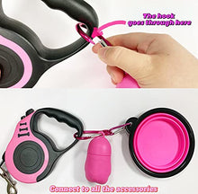 Load image into Gallery viewer, PETIMP Retractable Dog Leash Lightweight Portative 16FT Leash, with Folding Bowl,Dispenser,Rubbish Bags, for Small Medium Dogs(Pink)
