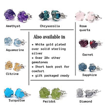 Load image into Gallery viewer, Natural raw amethyst stud earrings with yellow gold over 925 sterling silver, 6 to 7mm rough genuine February birthstone gift for her, Uniquelan Jewelry (amethyst)
