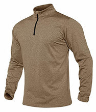 Load image into Gallery viewer, Athletic Shirts for Men 1/4 Zipper Pullover Fleece Lined Shirts Quarter Zip Pullover Workout Gym Quick Dry Shirts Performance Tops Running Shirts Khaki

