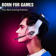 Load image into Gallery viewer, BENGOO V-4 Gaming Headset for Xbox One, PS4, PC, Controller, Noise Cancelling Over Ear Headphones Mic, LED Light Bass Surround Soft Memory Earmuffs for Computer Laptop Mac Nintendo Switch -Red
