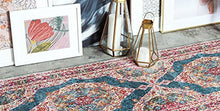 Load image into Gallery viewer, Unique Loom Baracoa Collection Bright Tones Vintage Traditional Turquoise Runner Rug (2' 2 x 6' 0)
