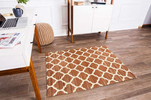 Load image into Gallery viewer, Anji Mountain Chair Mat Rug'd Collection, 1/4" Thick - For Low Pile Carpets &amp; Hard Surfaces, Nizwa , Brown and Ivory Trellis
