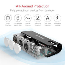 Load image into Gallery viewer, BESTEK 3-Socket Cigarette Lighter Adapter, 12V/24V 200W DC Cigarette Lighter Splitter Power Adapter with 6A 4-Port Car Power Adapter Splitter for GPS, Dashcam, with Replace Fuse
