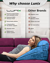 Load image into Gallery viewer, Lunix LX8 Adjustable 4pcs Orthopedic Bed Wedge Pillow Set, Post Surgery 100% Memory Foam for Back, Neck, Leg Pain Relief. Sitting Pillow for Acid Reflux and GERD, Comfortable Pillows for Sleeping Blue
