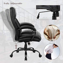 Load image into Gallery viewer, Big &amp; Tall Heavy Duty Executive Chair 500 Lbs Heavyweight Rated Black PU Leather Task Rolling Swivel Ergonomic Executive Office Chair with Lumbar Support Armrest for Study Meeting Room
