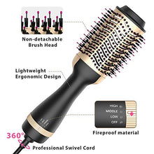 Load image into Gallery viewer, Hot Air Brush, Bongtai Hair Dryer Brush Hair Dryer &amp; Volumizer 3 in 1 Brush Blow Dryer Styler for Rotating Straightening, Curling, Salon Negative Ion Ceramic Blow Dryer Brush(Golden)
