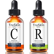 Load image into Gallery viewer, TruSkin Day and Night Serum for Face, 2-pack, Vitamin C Serum and Retinol Serum

