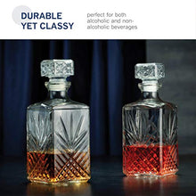 Load image into Gallery viewer, Paksh Novelty 7-Piece Italian Crafted Glass Decanter &amp; Whisky Glasses Set, Elegant Whiskey Decanter with Ornate Stopper and 6 Exquisite Cocktail Glasses
