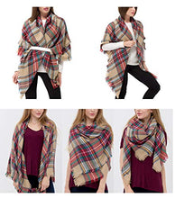 Load image into Gallery viewer, Trendy Plaid Blanket Scarf Women Big Oversized Long Scarves Warm Winter Tartan Checked Shawl Wrap Scarf Gift
