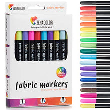 Load image into Gallery viewer, 20 Fabric Markers Pens Set - Non Toxic, Indelible and Permanent Fabric Paint Fine Point Textile Marker Pen - Pens Fine Point Tip
