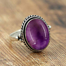 Load image into Gallery viewer, Amethyst Ring Size 10 925 Silver Overlay Vintage Style Handmade Solitaire Ring
