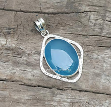 Load image into Gallery viewer, Blue Chalcedony Pendant 925 Sterling Silver Vintage Pendant Statement Jewelry Wedding Jewelry Birthday Gift Boho Vintage Style Unique Pendant Family Pendant New Style Jewellery Gifts Gor Her/Him
