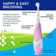 Load image into Gallery viewer, Brush Baby BabySonic Infant and Toddler Electric Toothbrush for Ages 0-3 Years - Smart LED Timer and Gentle Vibration Provide a Fun Brushing Experience - Includes 2 Sensitive Brush Heads - Pink
