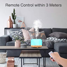 Load image into Gallery viewer, Essential Oil Diffuser, 500ml Diffusers for Essential oils with Remote Control, Ultrasonic Aromatherapy Diffuser Humidifier with Adjustable Mist Mode, 7 Color Changing LED Lights &amp; Waterless Auto-Off

