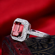 Load image into Gallery viewer, Beyond jewelry Natural Emerald Cut 6x8mm Pink Tourmaline Solid 14K White Gold Natural Diamonds Ring for Women
