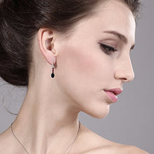 Load image into Gallery viewer, Gem Stone King 1.08 Ct Oval Black Onyx Red Created Ruby 10K White Gold Earrings
