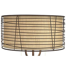 Load image into Gallery viewer, Marlowe Modern Floor Lamp Industrial Bronze Woven Iron and Burlap Double Drum Shade for Living Room Reading Bedroom - Franklin Iron Works
