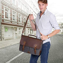 Load image into Gallery viewer, Wowbox Messenger Satchel Bag for Men and Women,Vintage Canvas Real Leather 14-inch Laptop Briefcase for Everday use 13"(L) x10.5(H) x 4.1"(W)(Gray)
