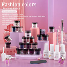 Load image into Gallery viewer, AZUREBEAUTY 20 Colors Dip Powder Nail Kit Starter - Winter Halloween Series, Nude Plum Mauve Brown Nail Dipping Powder Liquid Set with Base/Top Coat for French Nails Art Manicure DIY Salon Home Gift

