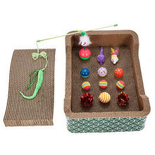 Load image into Gallery viewer, MECOOL Cat Wide Scratch Lounge Scratching Cardboard Corrugated Bed Wavy Cat Scratcher Pads with Cat Toys
