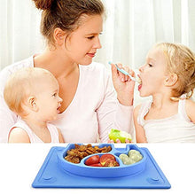 Load image into Gallery viewer, Silicone Suction Plates for Toddlers - SILIVO Non Slip Toddler Plates for Babies,Kids and Children - Baby Plates with Suction Cups Fits Most Highchair Trays - Blue
