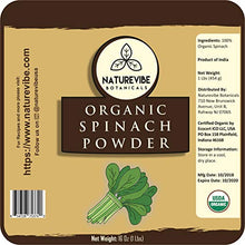 Load image into Gallery viewer, Naturevibe Botanicals Organic Spinach Powder, 1lbs | Non-GMO and Gluten Free | Rich in Vitamins | Boost Immune System..[Packaging may vary]
