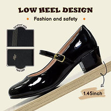 Load image into Gallery viewer, WIKENCY Girls Dress Shoes Mary Jane Shoes for Girls Princess Wedding Party Flower Girl School Shoes Low Heel Flats for Little/Big Kids Black 4 US Big Kid
