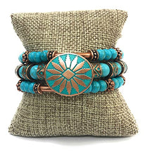 Load image into Gallery viewer, Blue Howlite Turquoise &amp; Copper Southwestern Tribal Jewelry for Men Women Bracelet
