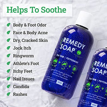 Load image into Gallery viewer, Remedy Soap Tea Tree Body Wash - Pack of 2 | Helps Wash Away Body Odor, Soothe Athlete's Foot, Ringworm, Jock Itch, Yeast Infections and Skin Irritations | Shower Gel for Women/Men | 100% Natural with Tea Tree Oil, Mint &amp; Aloe (12 oz)
