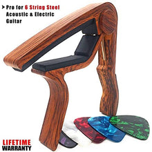 Load image into Gallery viewer, WINGO Guitar Capo and 2 Pack Guitar Hangers Wall Mounts Holder Stand- Black Walnut Wood for Acoustic and Electric Guitars Ukulele Bundle.

