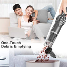 Load image into Gallery viewer, MOOSOO Handheld Vacuum 12KPa Cordless 1.1LB Ultra Lightweight 21 Minutes Mini Hand Vacuum Cleaner with Car Charger/Charging Dock Black, Single Touch Empty and Detachable Dust Cup
