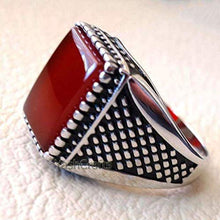 Load image into Gallery viewer, Mens Red Onyx Ring, Man Signet Ring, Natural Red Onyx Handmade 925 Sterling Silver Men's Ring, Red Ring for Men, Turkish Men's Ring Husband Gift, Christmas Ring, Best Gift For Him
