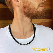 Load image into Gallery viewer, MagnetRX® Titanium Magnetic Therapy Necklace - Natural Pain Relief for Neck Arthritis, Back, Shoulder Pain, Headache and Migraine Relief Magnetic Necklace (Black, 21.5 Inches)
