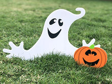 Load image into Gallery viewer, amscan Family Friendly Skeleton and Ghost Corrugate Yard Stake Signs Halloween Trick or Treat Party Outdoor Decoration, Plastic, 20" x 16", Pack of 6.
