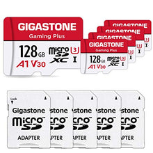 Load image into Gallery viewer, [Gigastone] Micro SD Card 128GB 5-Pack, Gaming Plus, MicroSDHC Memory Card for Nintendo-Switch, Wyze Cam, Roku, Full HD Video Recording, UHS-I U1 A1 Class 10, up to 100MB/s, with MicroSD to SD Adapter
