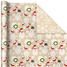 Load image into Gallery viewer, Hallmark Reversible Christmas Wrapping Paper (3 Rolls: 120 sq. ft. ttl) "Merry Holidays," Snowflakes, Snowmen, Red Stripes
