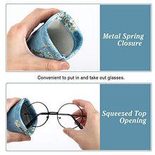 Load image into Gallery viewer, MoKo Squeeze Top Sunglasses Case, (2 Pack) Portable Eyeglass Pouch Sunglass Goggles Soft Case Protective Eyewear Case Bag Glasses Holder for Women with Cleaning Cloth, Black &amp; Almomd Blossom
