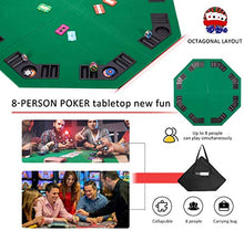 Load image into Gallery viewer, VIVOHOME 48 Inch Foldable 8-Player Texas Poker Card Tabletop Layout Portable Anti-Slip Rubber Board Game Mat with Cup Holders and Carrying Bag, Green
