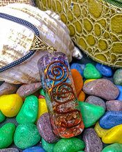 Load image into Gallery viewer, Crystal Vibe Orgone Seven Chakra Stones Handmade Healing Pendant Crystal Necklace with Adjustable Cord for EMF Protection, Stress, Anxiety, Meditation, Spiritual Gift Jewelry
