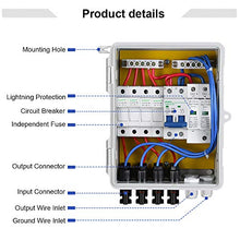 Load image into Gallery viewer, ECO-WORTHY 4 String PV Combiner Box with Lightning Arreste, 10A Rated Current Fuse and Circuit Breakers for On/Off Grid Solar Panel System
