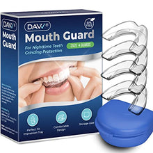 Load image into Gallery viewer, Mouth Guard for Grinding Teeth Upgraded Night Guard for Teeth Grinding, Stops Bruxism, Eliminates Teeth Clenching 2 Sizes, Pack of 4 with Travel Hygiene Case.
