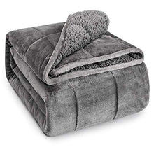 Load image into Gallery viewer, Wemore Sherpa Fleece Weighted Blanket for Adult, 15 lbs Dual Sided Cozy Fluffy Heavy Blanket, Ultra Fuzzy Throw Blanket with Soft Plush Flannel Top, 48 x 72 inches, Grey on Both Sides
