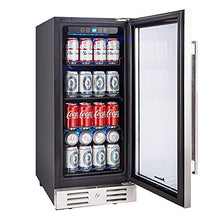 Load image into Gallery viewer, Kalamera 15 &amp; 24 inch 96 or 154 Cans Capacity Beverage Cooler - Built in Counter or Freestanding - for Soda, Water, Beer or Wine - For Kitchen or Bar with Blue Interior Light
