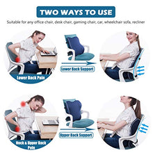 Load image into Gallery viewer, Lumbar Support Back Pillow for Office Chair Car Ergonomic Memory Foam Back Cushion for Back Pain Relief Orthopedic Backrest for Computer/Gaming Chair, Wheelchair, Recliner - Double Adjustable Straps
