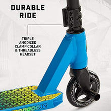 Load image into Gallery viewer, Mongoose Rise 110 Elite Youth and Adult Freestyle Kick Scooter, High Impact 110mm Wheels, Bike-Style Grips, Lightweight Alloy Deck, Blue/Yellow
